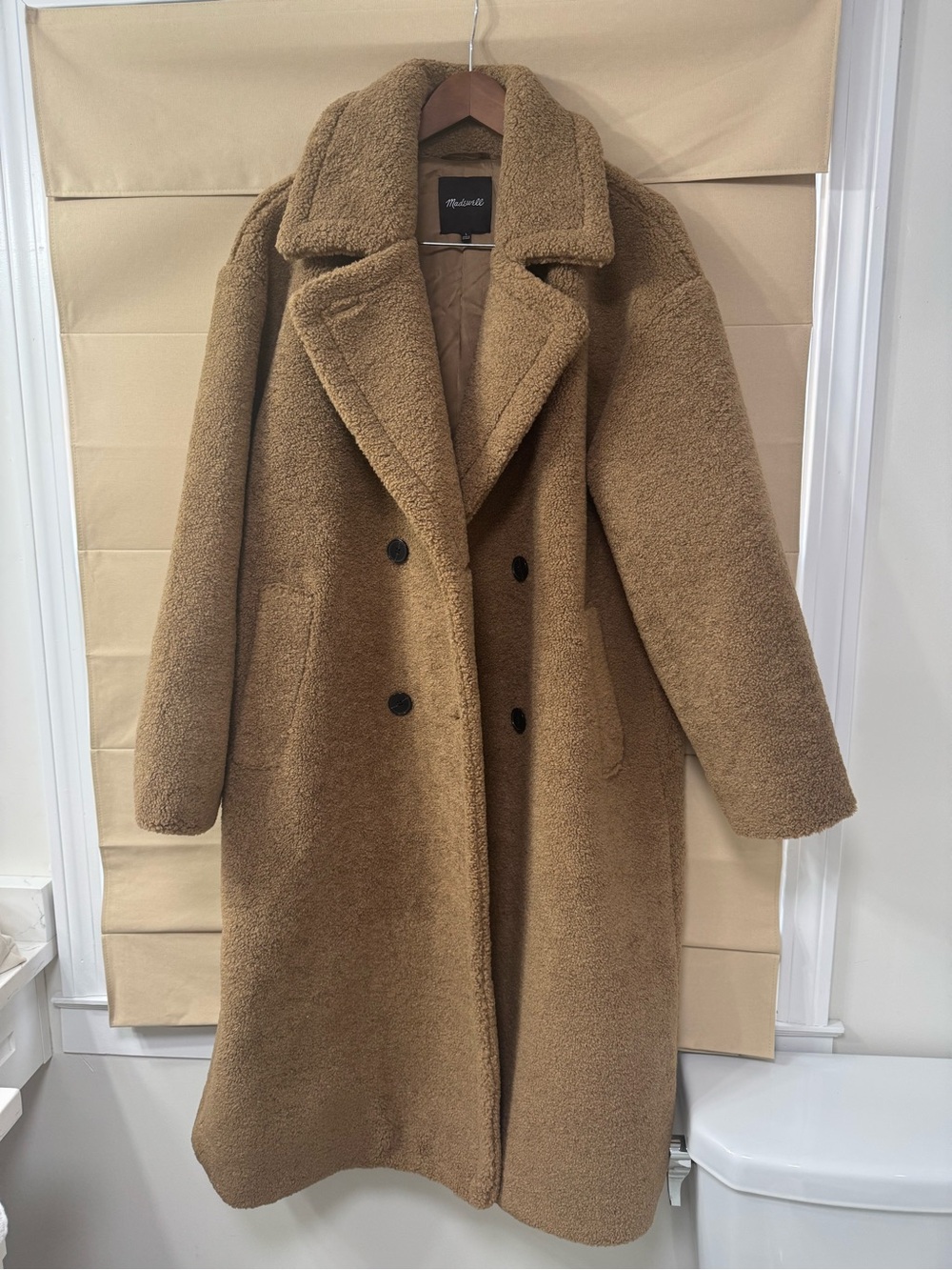 Madewell Camel Teddy Pea Coat - Double-Breasted